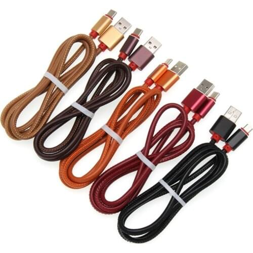 Leather Micro USB Type C Cable for iPhone 11 X XS 8 1M Fast Charging Data Cord for Samsung S7 S9 Xiaomi Mobile Phone Wire 25cm