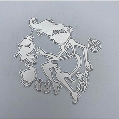 Metal Cutting Die Long-haired beauties Teacup Wine Glass Bunny Beauty Decoration Scrapbook Album Paper Card Craft Embossing