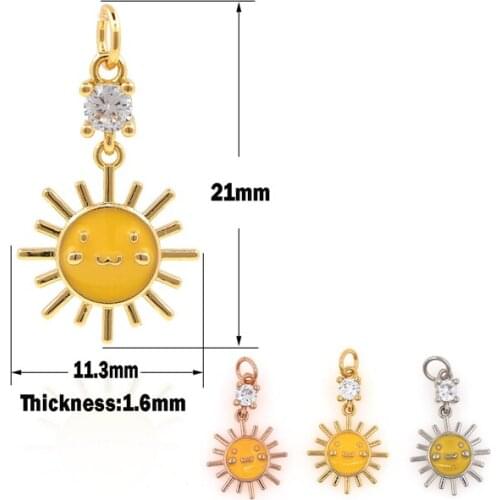 Micropavé Lovely Expression Pendant,Gold Sun Necklace,Round Charm,Sun Charm,DIY Jewelry Making Accessories 21x11.3x1.6mm