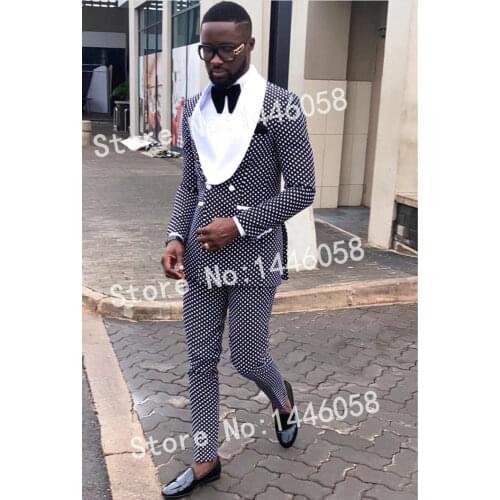 2018 Formal Party Suit Men Groom Tuxedos Costme Homme Terno Blazer Shawl Lapel Double Breasted Men Wedding Suits Best Man Suit