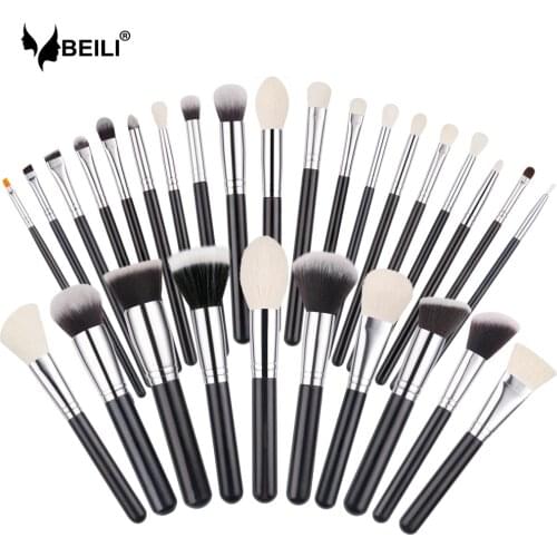 BEILI Black 30 pcs Makeup Brushes Set No Logo Natural Foundation Powder Eyeshadow Eyebrow Eyeliner Professional make up brushes