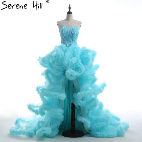 Real Picture Cloud long Train Luxury Feather High and Low Wedding Dresses Fluffy Wedding Dress 2021 Bridal Gowns HA2032