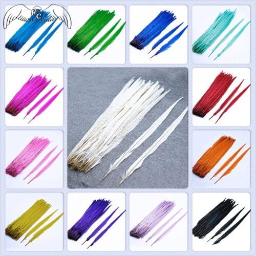 Wholesale 20-100pcs 16-18inch Bleached Dye Ringneck Pheasant Feather For Carnival Costume/Shamba Dancer/DIY Craft Choosing Color