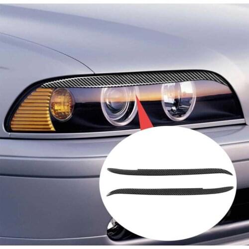 Pair of Carbon Fiber Headlight Eyebrow Eyelids Trim Exterior Decoration Fit for E39 1997-2003 Car-styling