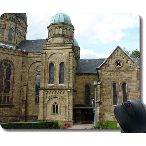 Rectangle Mouse Pad,Saint Avold Basilique Notre Dame Soul Continuation Rubber Mousepad Stitched Edges