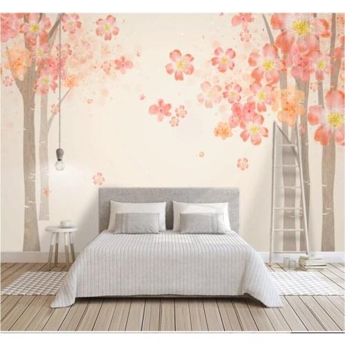 Hand-painted watercolor Nordic decorative background wall modern simple fashion custom wallpaper mural 8D waterproof wall cloth