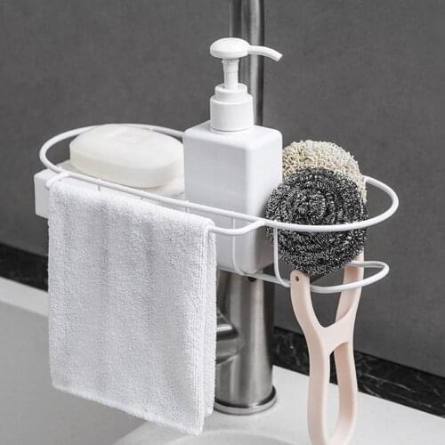 Sink Faucet Storage Rack Stainless Steel Hanging Sponge Holder Bathroom Kitchen Shelf Drain Dry Towel Organizer