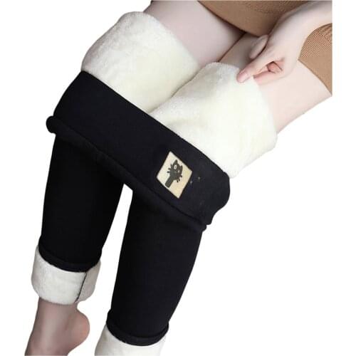 Warm Women Pants Winter Skinny Thick Velvet Wool Fleece Leggings Trousers Lambskin Cashmere Pants Female Leggings Plus Size 5xl
