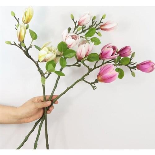 Artificial Magnolia Flower Branch for Home Wedding Hotel Decoration Fake Flowers
