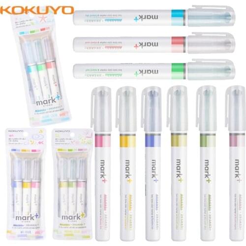 1 Set Japan Kokuyo Limited MARK+ Highlighter Morandi Color Student Mark Double-headed Marker Student Supplies