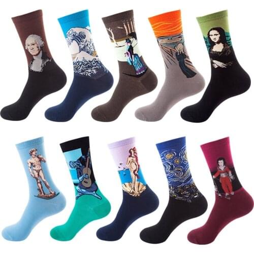 1/2 Pairs Funny Cycling Sport Socks Feet Breathable Running Bike Men Women Happy Cartoon Print winter Socks medias ciclismo