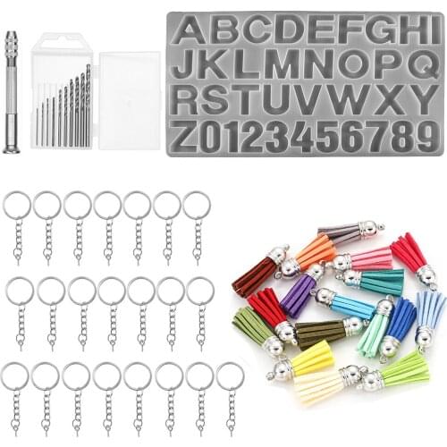 1 Set Alphabet & Number Letter A to Z Mold Silicone Molds Keychain Pendant Large Clear Epoxy Resin Mold For DIY Jewelry Tools