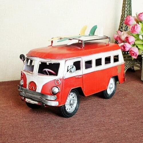 1pc Fashion Metal Model Car Microbiotic Retro Bus Vintage Collection Room decoration Iron craft retro Home/Pub Decoration