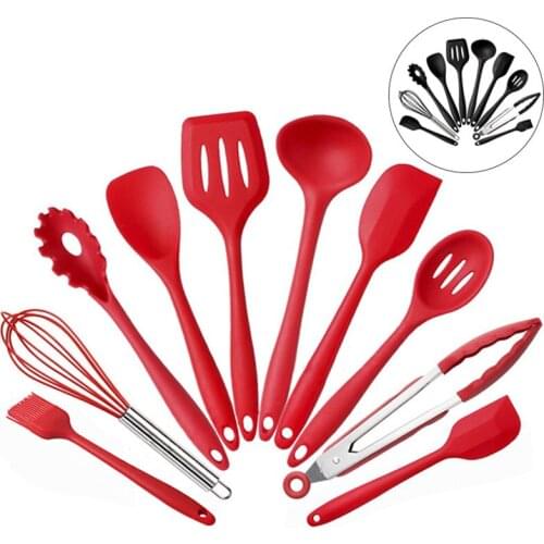 10pcs/set Silicone Cooking Utensils Non-stick Heat-resistant Baking Tool Set Spatula Bbq Brush Shovel Household Kitchen Gadgets
