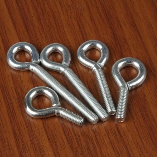 10pcs M6 Zinc Plated Eye Bolt Hook Screw Threaded Hardware 15/20/30/40/50mm Length