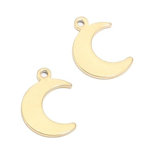 100pcs Stainless Steel Moon Connector Beads For Diy Jewelry Findings And Components