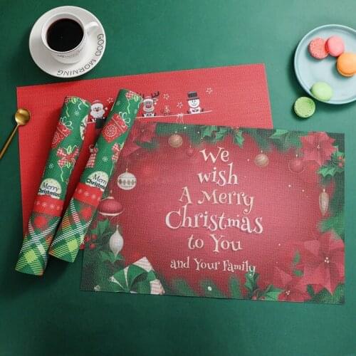 2pcs PVC dinner mat Christmas mat hotel tableware mat printed table mat Christmas arrangement