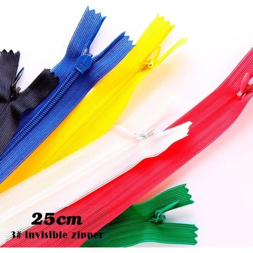 25Cm Nylon Invisible Zippers For Clothes Long 25Cm Zip Handmade Diy Dress Zippers For A Jacket Garment Bag Sewing Accessories