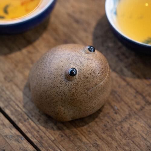 5CM Lucky Frog Tea Pet Zen Tea Set Coarse Pottery Porcelain Handmade Chinese Animal Cute Modern Style Home Decor