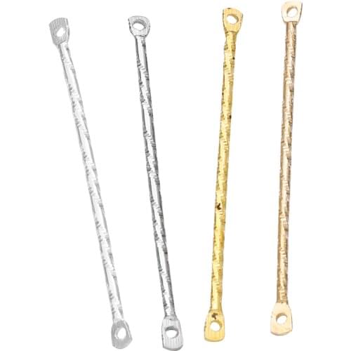 50Pcs/lot 15-40mm Double Cylinder Bar Earrings Connecting Gold Stripe For Jewelry Making Earring Pins DIY Supplies Accessories