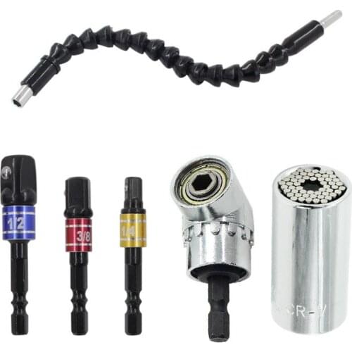 6Pcs/Set Power tool accessories 1/4" Extension Bar Hex Shank Screwdriver Bit Holder Impact Socket Sadapter Square Nut Driver Bit