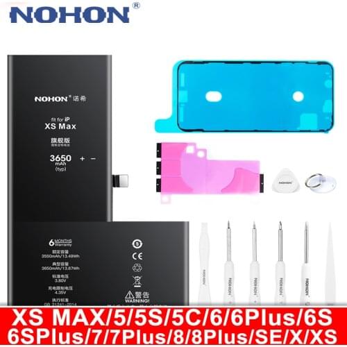 NOHON Battery For iPhone XS MAX X XR 8 7 6S 6 Plus SE2 SE 2020 5S 5C 5 Replacement Real Capacity Phone Bateria 8Plus 7Plus 6Plus