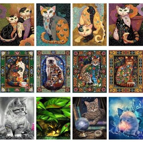 Diamond Painting Full Round Cat Diamond Embroidery Animal Crafts Kit 5D DIY Cross Stitch Mosaic Rhinestones Home Decor