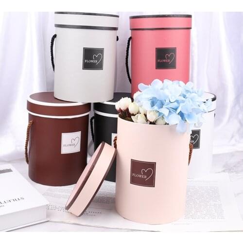 1PC Practical Large New Handheld Flowers Bouquet Paper Packing Box Case Lid Hug Bucket Plant Package Florist Gift Storage Boxes