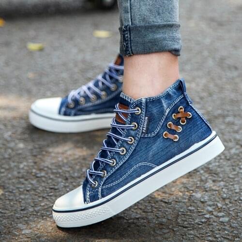 Big Size Canvas High-top Sneakers Women Running Shoes Men Sports Shoes Ladies Sport Shoes Female Blue Basket Pour Femme B-1218