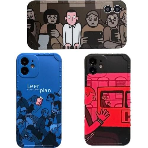 Creative painting Walkingman phone Case for IPhone12 11 Pro X XR Max Mini SE back Cover for IPhone 8 7 Plus XS Max Soft Airbag