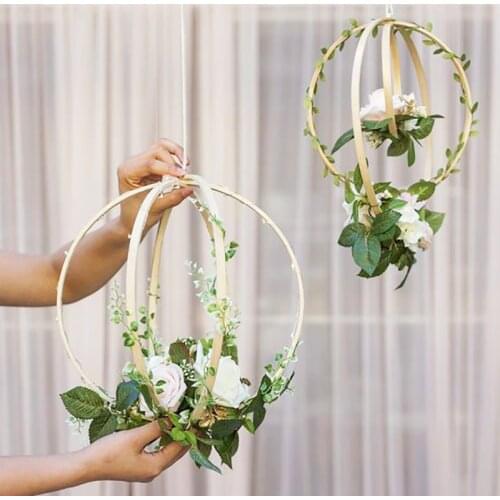 10-29cm Bamboo Wooden Frame Hoop Frame Circle Round DIY Embroidery Tool House Garden Plant Wedding Baby Shower Wreath Decoration