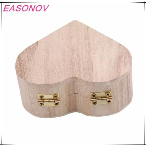 Heart Shape Wood Box Jewelry Box Wedding Gift Makeup Cosmetic Earrings Ring Desk Rangement Make Up Storage Box Wooden Organize