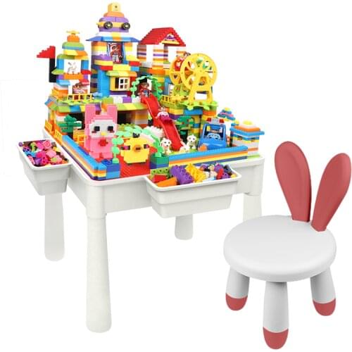 Childrens building table multifunctional 3 year old baby 2 large particle assembly 1 boy and girl 6 puzzle and intellectual toy