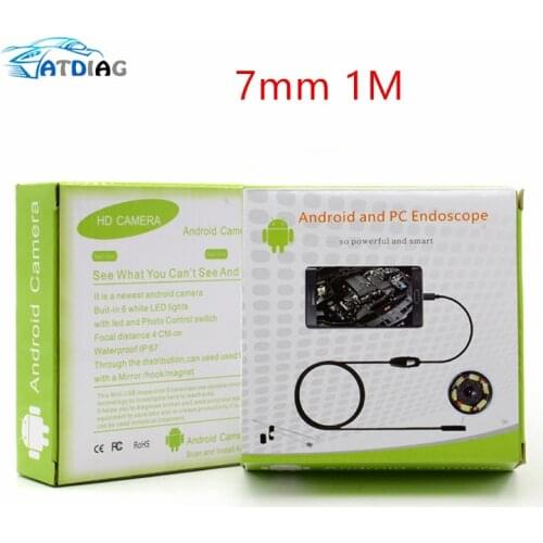 7mm1m 6 LED USB Endoscope Waterproof Borescope Video Inspection Snake Tube Pipe Mini Camera Camcorder Snapshot Button