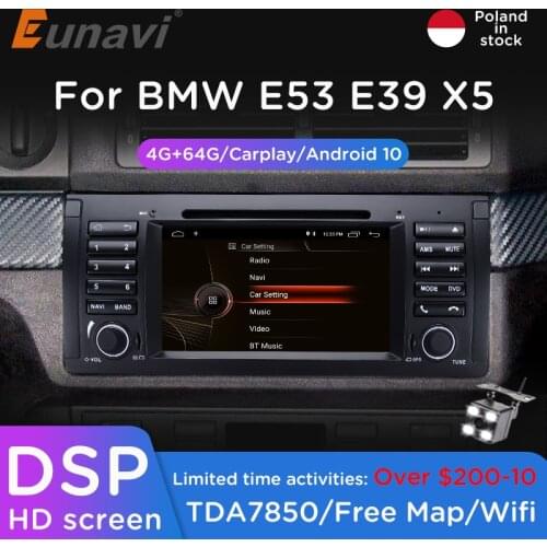 Eunavi 1 din 7'' Android 10.0 Car dvd player For BMW E53 E39 X5 Quad core Auto radio Car Multimedia Stereo with DSP WIFI BT SWC