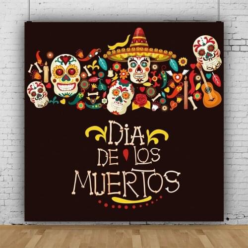 Skull Mehofond Day of The Dead Backdrop Mexican Dia DE Los Muertos Dress-up Party Decoration Photography Background Banner