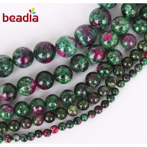 Hot Sale Round 38cm 15'' Dyed Green Fuchsia Natural Epidote Zoisite Stone Beads For DIY Bracelet Necklace Jewelry Making Finding