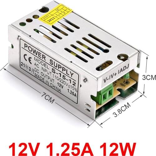 Switching power supply lamp transformer 12v 1.25A 12W LED strip closed circuit TV adapter