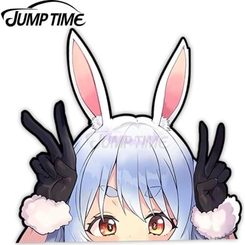 JumpTime 13 x 6.8cm Pekora Anime Peeker Big Head VAN Car Sticker Trunk Motorcycle Laptop Windows Decal Windows Vinyl Car Wrap
