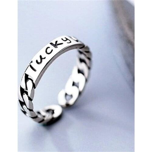 Miuoxion Retro Chain Letters Lucky Ring Fashion Personality Simple Jewelry For Women Feature Namour Charm Gift All Seasons
