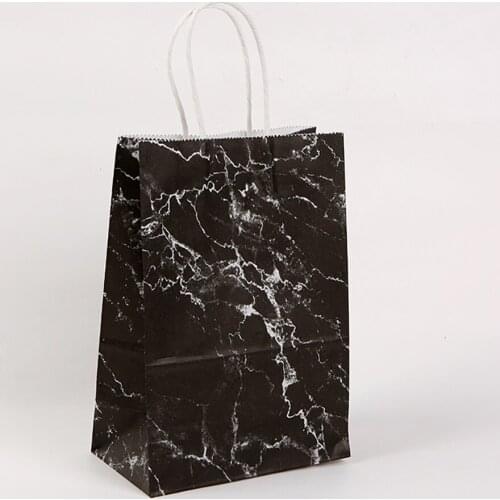 2pcs Marble Texture Pattern Kraft Paper Bag Paper Clothes Package Shopping Bags Birthday Festival Christmas Party Gift Bag