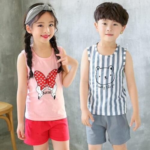 Summer 2020 Childrens Pajamas Sets Cotton Baby Girls Short Sleeved Cartoon Sleepwear Kids Pyjama Enfant Boys Pyjamas Nightwear