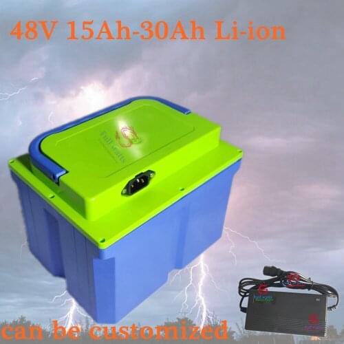 48V 15Ah-30Ah lithium battery Pack with BMS for 1000W 350W electric bicycle and scooter trolling motor inverter +3A Charger
