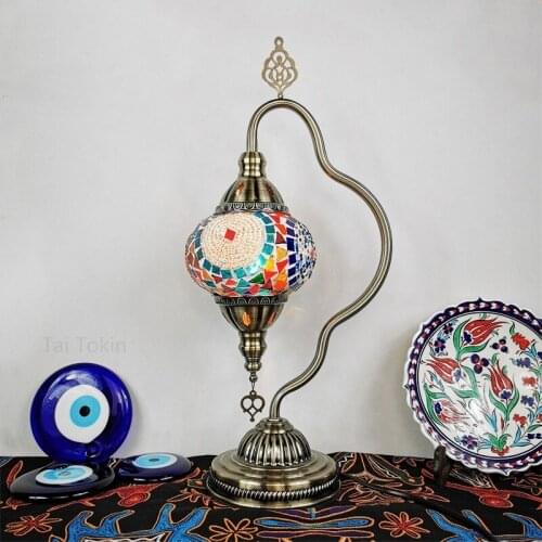 Moroccan Table Lamp Retro exotic bedroom living room dining room Hotel B & B bar Turkish handmade glass table lamp