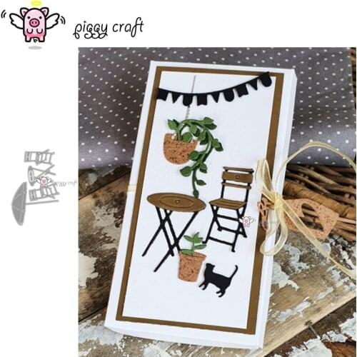 Piggy Craft metal cutting dies cut die mold Sun umbrella chair table Scrapbook paper craft knife mould blade punch stencils dies
