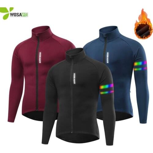 WOSAWE Autumn Winter Cycling Jackets Windproof Thermal Fleece Road Bike MTB Riding Windbreaker Bicycle Long Jersey Coat Unisex