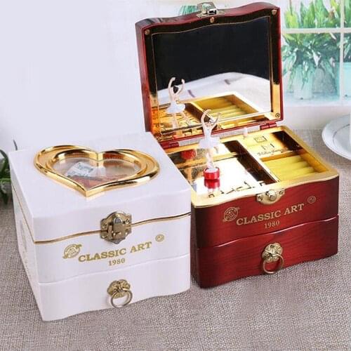 Music Box Classic Rotating Dancer Ballerina Piano Clockwork Plastic Jewelry Box Girls Hand Crank Music Mechanism Christmas Gift
