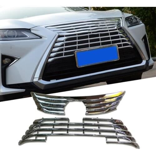 2Pcs Front Grille Cover For Lexus RX300 RX450h ABS Plating Front Hood Bonnet Grill Lip Molding Cover Trim Bar Garnish Mesh