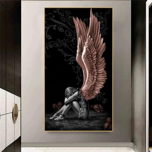 Demon Angel Red Wings Canvas Painting Black Angels Posters and Print Wall Art Picture for Living Room Porch Home Decor Frameless