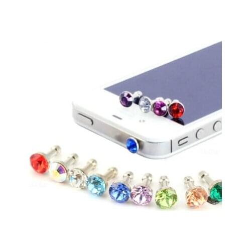 10 Pcs/Bag multiple colour 3.5mm Port Dust Plug Beautifully Gifts Diamond Headset Music Stopper Mobile Phone 3.5 Jack Decor